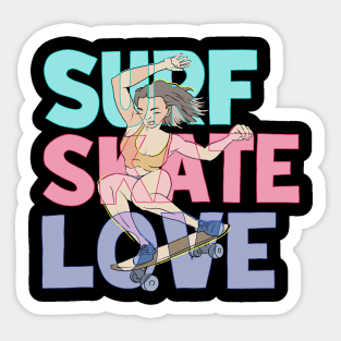 SURF SKATE LOVE Sticker